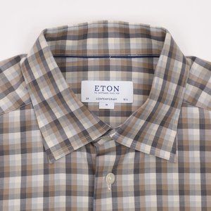 Eton Contemporary Signature Twill Dress Shirt Multi-Color Plaid Size 15.5 Medium